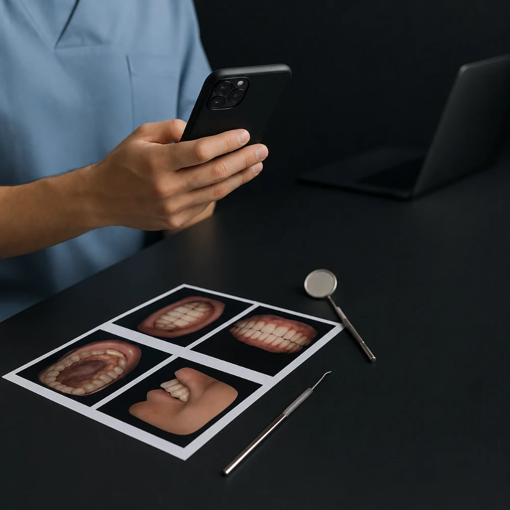 Preparazione delle fotografie dentali per visita online